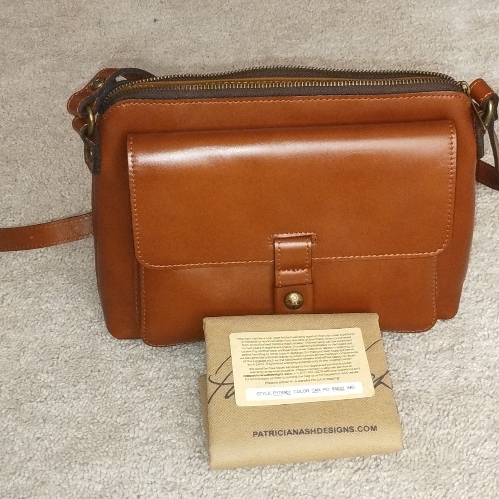 PATRICIA NASH Carmeline Tan Leather Crossbody Bag. New Without Tag.